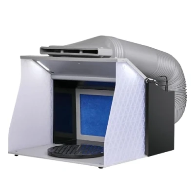 Image de VEVOR Cabine de Peinture Aérographe 405x330 x 355 mm Pulvérisation Portable 5,2 m3/min Double Ventilateur d’Aspiration avec Éclairage LED Plateau Tournant pour Modélisme Bricolage