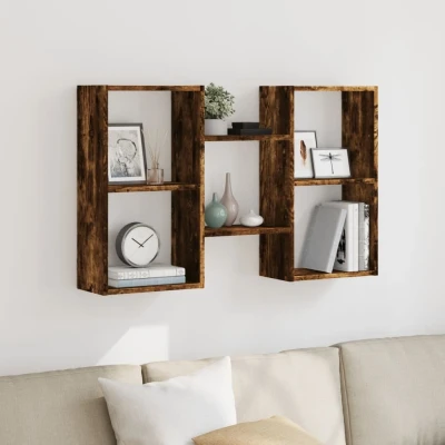Afbeelding van vidaXL Wandschap 96x18x60 cm bewerkt hout gerookt eikenkleurig
