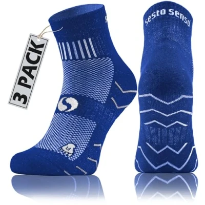 Afbeelding van sesto senso Sportsokken van katoen voor dames en heren, 3 paar, Set blauw