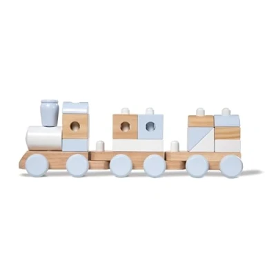 Afbeelding van Melissa &amp; Doug Extra grote houten stapeltrein Naturel met 3 kleuren voor peuters (17 speelstukjes)