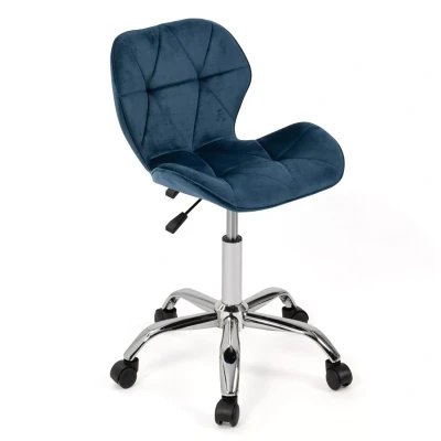 Afbeelding van Chaise de bureau ROBINE velours bleu à roulettes