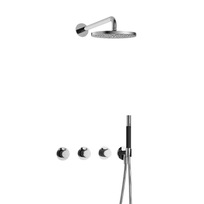 Afbeelding van Hotbath Cobber Regendoucheset IBS70 Chroom Staaf handdouche 20cm Hoofddouche Wandarm Handouche met wandhouder