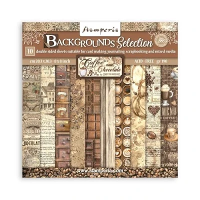 Afbeelding van Stamperia Coffee and Chocolate Backgrounds 8x8 Inch Paper Pack (SBBS94)