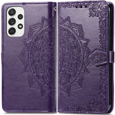 Afbeelding van iMoshion Hoesje Geschikt voor Samsung Galaxy A53 Met Pasjeshouder Mandala Bookcase Paars