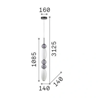 Afbeelding van Ideal Lux hanglamp Lumiere 3, opaal/grijs glas