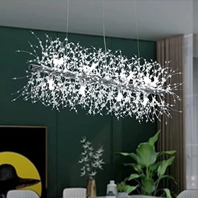 Afbeelding van Moderne kristallen kroonluchter, 12 lampen met doorschijnende K9 kralen, kroonluchter voor eetkamer, woonkamer, keuken, slaapkamer, L 92 cm (zilver)