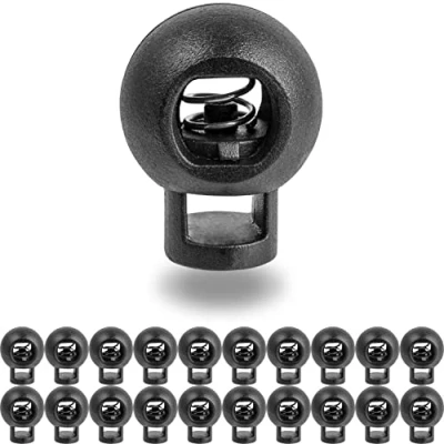 Afbeelding van 20 stuks koordstoppen met 1 gat, voor koorden tot Ø 5 mm, in zwart, 22 x 17 rubberen koord, snelsluiting, koordveters, glijbaan, bandtang, tanka, koordstopper