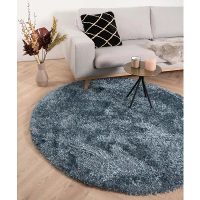 Afbeelding van Rond Hoogpolig Vloerkleed Velours Posh Blauw 80 Cm