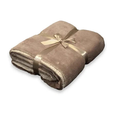 Afbeelding van Unique Living Coby Fleece polyester Plaid 130x160 cm Warm taupe