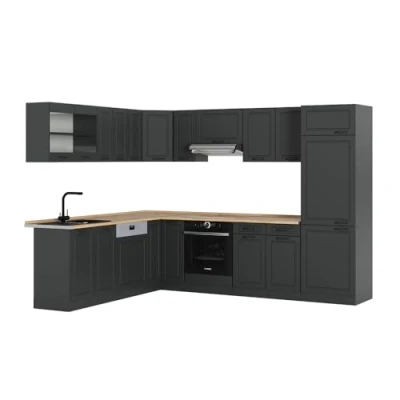 Afbeelding van Vicco Hoekkeuken R Line, Antraciet landhuis/antraciet, 227 x 287 cm zonder werkblad