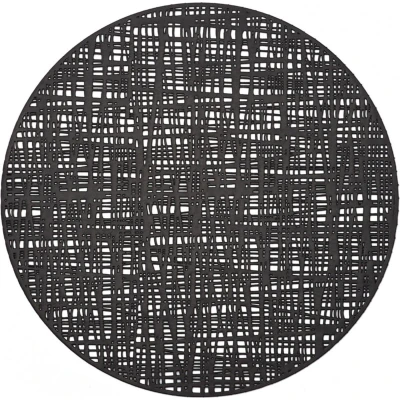 Afbeelding van Zeller placemat glanzend zwart kunststof rond 38 cm onderleggers