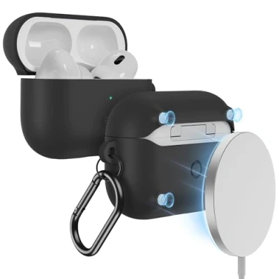 Afbeelding van ESR AirPods Pro 2 hoes (2023/2022/2019) met HaloLock, compatibel 2e/1e generatie (USB C/Lightning kabel), ondersteunt magnetisch opladen, zichtbare statusindicator, zwart