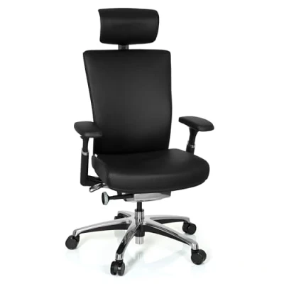 Afbeelding van Bureaustoel Verstelbare Armleuning Leder Zwart Ergonomisch