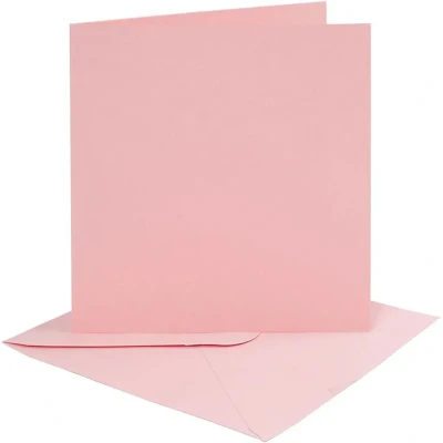 Afbeelding van Creativ company kaarten met envelop roze 15x15 cm 4st