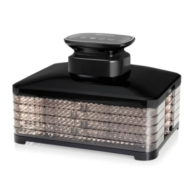 Afbeelding van ZEEGMA Dry Chef Pro Voedseldehydrator, 5 trays, modulair, 400 W, drogen van fruit, groenten, vlees en kruiden, thermostaat 35 70 C, timer 72 uur, gelijkmatige luchtstroom, led display, zwart