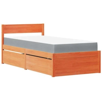 Image de vidaXL Lit avec tiroirs/matelas cire marron 90x190 cm bois massif pin3281921