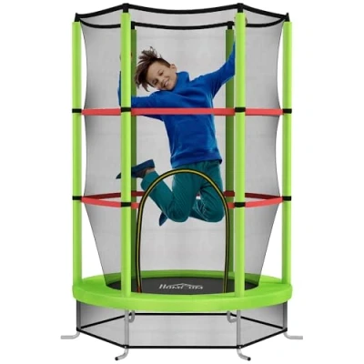 Afbeelding van HOMCOM Kindertrampoline Staal 140x140x190cm Groen