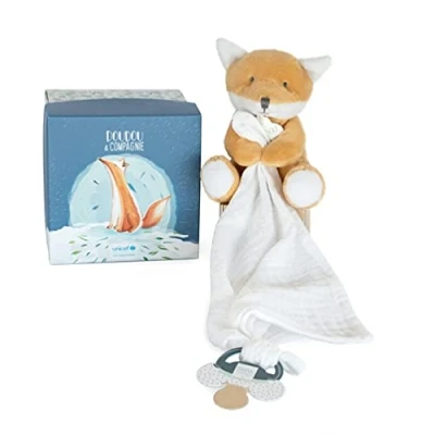 Afbeelding van Doudou et Compagnie Collectie UNICEF Fopspeenketting vos fopspeenhouder 12 cm oranje geboortecadeau voor baby&#039;s, meisjes en jongens Baby &amp; Me DC3786