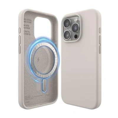 Afbeelding van elago Magnetische siliconen hoes, compatibel met iPhone 15 Pro, alle MagSafe accessoires, ingebouwde magneten, hoogwaardige siliconen, volledige bescherming