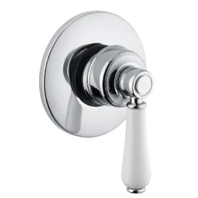 Afbeelding van Inbouw mengkraan Nostalgisch Brons met Witte Hendel V9060BRHW