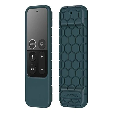 Afbeelding van FINTIE beschermhoes compatibel met Apple TV 4K 5e / 4e generatie siliconen antislip lichtgewicht Siri afstandsbediening, blauw