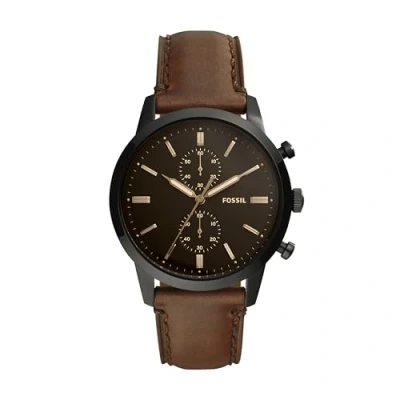 Image de Fossil Townsman montre pour homme, mouvement chronographe avec bracelet en acier inoxydable ou cuir