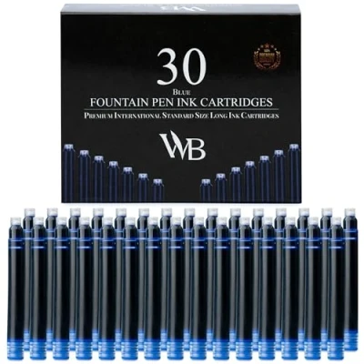 Afbeelding van Wordsworth &amp; Black 30 stuks inktpenpatronen; blauw internationale standaardgrootte; lengte ca. 5,2 cm diameter van de basis 0,6 wegwerp.