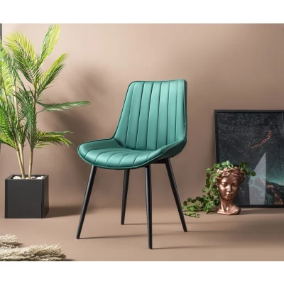 Afbeelding van Swiss Homes Set van 4 Luxe Velvet Eetkamerstoelen / Kuipstoelen Forest Green (Groen)