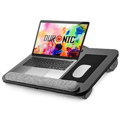 Afbeelding van Duronic DML433 Laptopdienblad met ergonomische schuin polystyreen kussens, polssteun van schuim, tablethouder, muismat, tafel op schoot