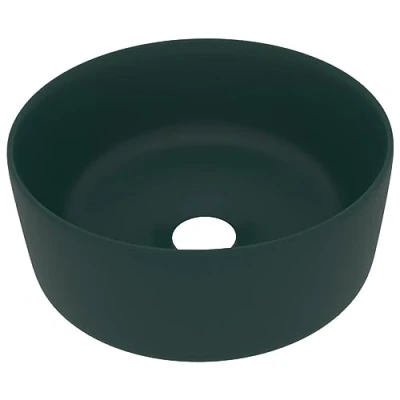 Afbeelding van vidaXL Luxe ronde wastafel donkergroen mat 40x15 cm keramiek