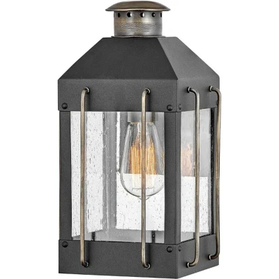 Afbeelding van Hinkley LED Wand Buitenlamp Fitzgerald 1X E27 Max 60W IP44 Dimbaar Textured Black with Burnished Bronze