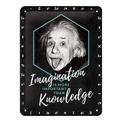 Afbeelding van Einstein Imagination Is More Important Than Knowledge Metalen Wandplaat