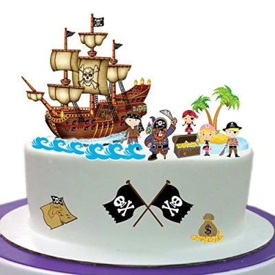 Afbeelding van Top That Taartdecoratie van eetbaar papier voor kinderen, piratenmotief