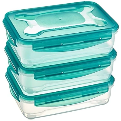 Afbeelding van Amazon Basics Set van 3 luchtdichte bewaardozen voor levensmiddelen, x 1,2 l, transparant