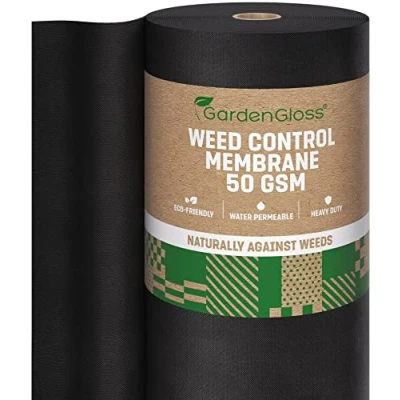 Afbeelding van GardenGloss® 100m² Onkruidvlies Tuinvlies Tegen Onkruid Onkruidfolie Waterdoorlatend Scheurvast 50g/m² Hoge UV Stabilisatie (100m x 1m, 1 rol)