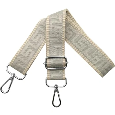 Afbeelding van tasriem, verstelbare breedte 3,8 cm, met zilveren karabijnhaak, draagriem voor dames, handtassen, kaki/lichtgrijs, K36