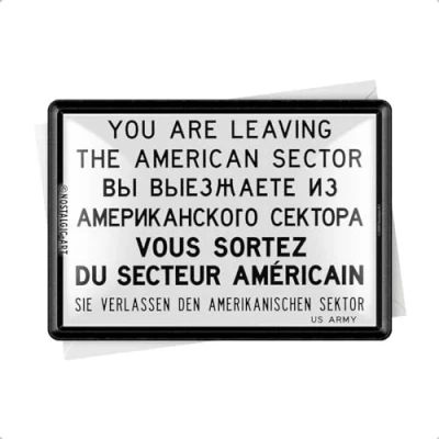 Afbeelding van You Are Leaving American Sector Metalen Postcard 10 x 14 cm