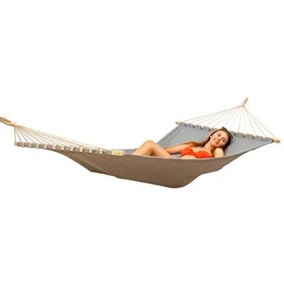Afbeelding van XXL Staafhangmat 200x120 dubbele Hangmat 2 personen Tuinhangmat Grijs