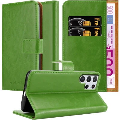 Afbeelding van Cadorabo Hoesje geschikt voor Samsung Galaxy S22 ULTRA in GRAS GROEN Beschermhoes met magnetische sluiting, standfunctie en kaartvakje Book Case Cover Etui