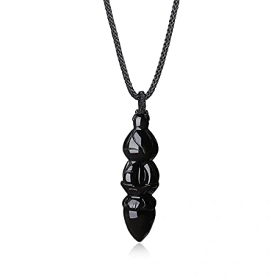 Afbeelding van COAI Vajra Hanger Boeddhistisch Symbool Obsidiaan Unisex Steen, Diamant, Steen Lak Diamant