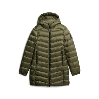 Afbeelding van Superdry Hooded FUJI MID Padded Winterjas, Dames, Maat: 36, Dusty olive green