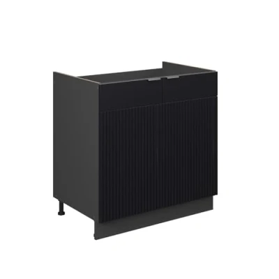 Afbeelding van Vicco Wastafelkast Fame Line, Zwart gestreept/Antraciet, 80 cm zonder werkblad