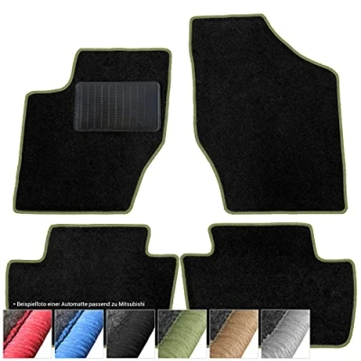 Afbeelding van moto MOLTICO Mitsubishi Carisma 1995 2004 velours automatten zwart 4 delig siernaad