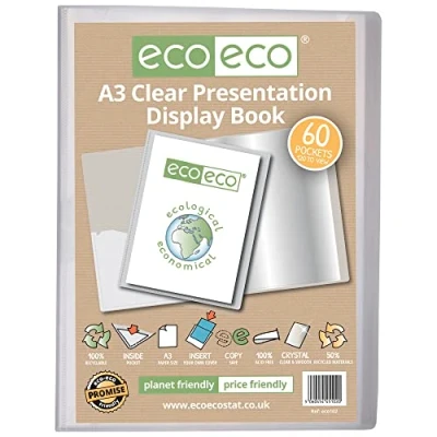 Afbeelding van eco Transparante presentatiemap met 60 hoezen van 50% gerecycled kunststof, A3 formaat eco102