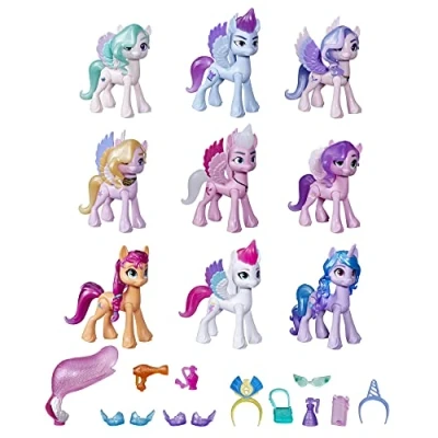 Image de My Little Pony : Nouvelle génération, Collection Gala royal, 9 poneys, coffret pour filles et garçons (exclusivité Amazon)