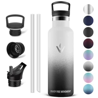 Afbeelding van Vikaster 0,5 liter metalen thermosfles, BPA vrij, met rietje, voor school, sport, fietsen, camping, fitness, outdoor