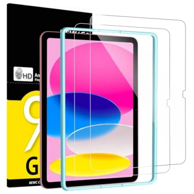 Afbeelding van NEW&#039;C Displaybeschermfolie van gehard glas voor iPad 10e generatie 10,9 inch 2022, beschermfolie robuust hardheid 9H incl. installatieframe, 2 stuks