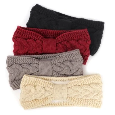 Afbeelding van DRESHOW Femmes Chaud Tricoté Bandeau Hiver Oreille Plus Crochet Tête Enveloppe épais Polaire Doublure Cheveux Bandes