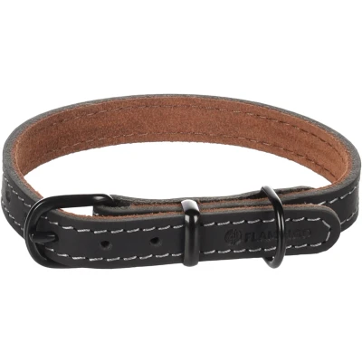 Afbeelding van Leren halsband hond Montana zwart S