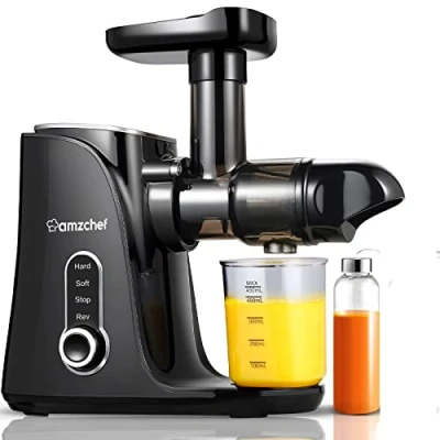 Afbeelding van AMZCHEF citruspers voor groente en fruitsap met 2 snelheden, hoog rendement, ultra dicht filter, fruit groentesap, langzaam kauwen, zwart